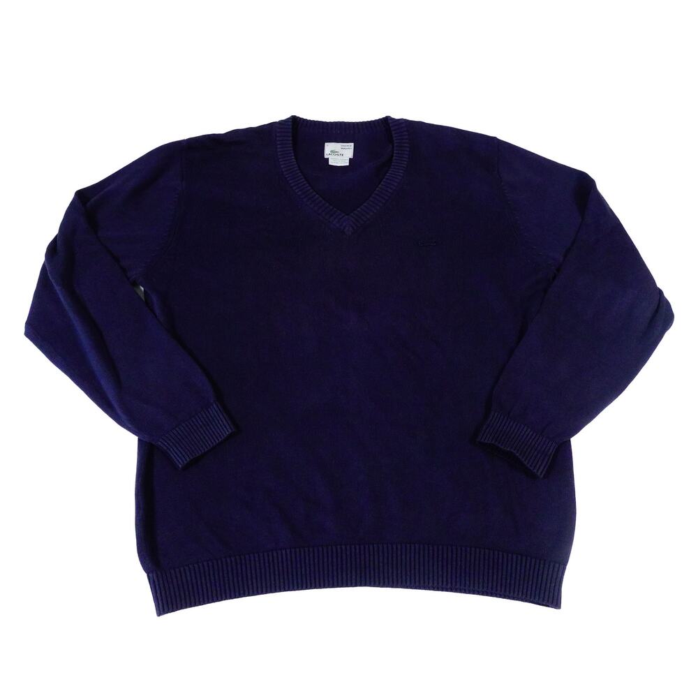 Lacoste Vintage Washed V Neck Sweater Preppy Cotton Size 6 Mens XL